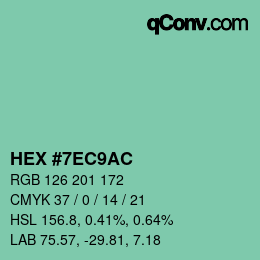 カラーコード: HEX #7EC9AC | qconv.com