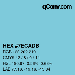 Color code: HEX #7ECADB | qconv.com