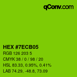 カラーコード: HEX #7ECB05 | qconv.com