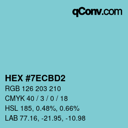 Farbcode: HEX #7ECBD2 | qconv.com