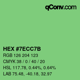 颜色代码: HEX #7ECC7B | qconv.com