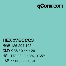 Color code: HEX #7ECCC3 | qconv.com
