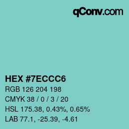 カラーコード: HEX #7ECCC6 | qconv.com
