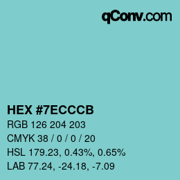 Color code: HEX #7ECCCB | qconv.com