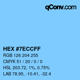 颜色代码: HEX #7ECCFF | qconv.com