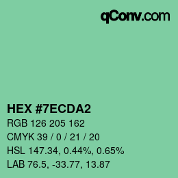 カラーコード: HEX #7ECDA2 | qconv.com