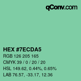 カラーコード: HEX #7ECDA5 | qconv.com
