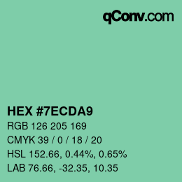 Color code: HEX #7ECDA9 | qconv.com