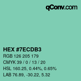 颜色代码: HEX #7ECDB3 | qconv.com