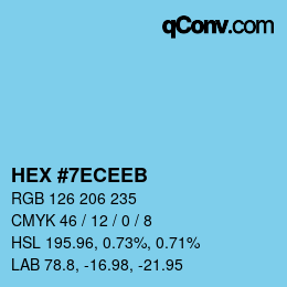 Color code: HEX #7ECEEB | qconv.com
