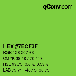 Farbcode: HEX #7ECF3F | qconv.com