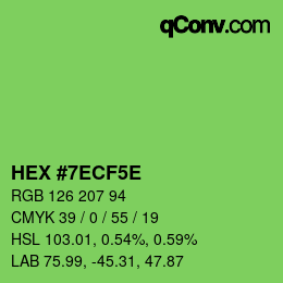 颜色代码: HEX #7ECF5E | qconv.com