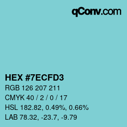 颜色代码: HEX #7ECFD3 | qconv.com