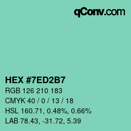 カラーコード: HEX #7ED2B7 | qconv.com