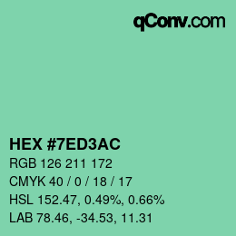 颜色代码: HEX #7ED3AC | qconv.com