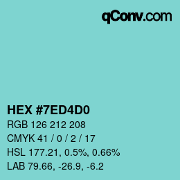 カラーコード: HEX #7ED4D0 | qconv.com
