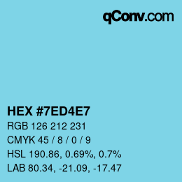 カラーコード: HEX #7ED4E7 | qconv.com