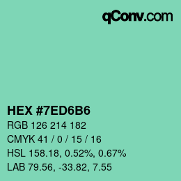 カラーコード: HEX #7ED6B6 | qconv.com