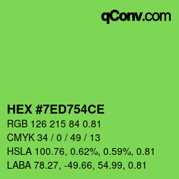 カラーコード: HEX #7ED754CE | qconv.com