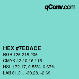 カラーコード: HEX #7EDACE | qconv.com