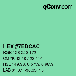 Color code: HEX #7EDCAC | qconv.com