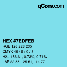 カラーコード: HEX #7EDFEB | qconv.com