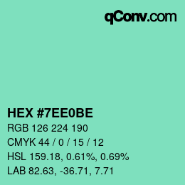 Color code: HEX #7EE0BE | qconv.com