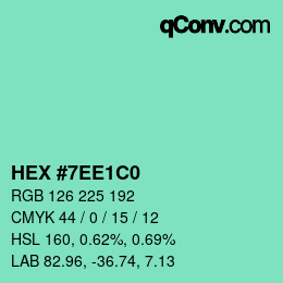 Color code: HEX #7EE1C0 | qconv.com