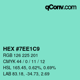Farbcode: HEX #7EE1C9 | qconv.com