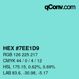 Color code: HEX #7EE1D9 | qconv.com