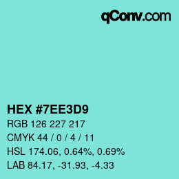 Color code: HEX #7EE3D9 | qconv.com