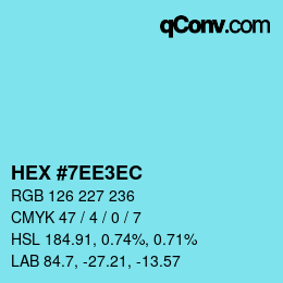 Color code: HEX #7EE3EC | qconv.com