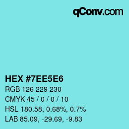 Farbcode: HEX #7EE5E6 | qconv.com