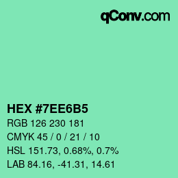 カラーコード: HEX #7EE6B5 | qconv.com