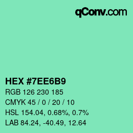 カラーコード: HEX #7EE6B9 | qconv.com