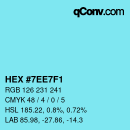 颜色代码: HEX #7EE7F1 | qconv.com