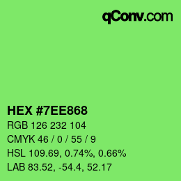 Código de color: HEX #7EE868 | qconv.com