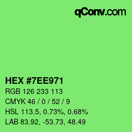 カラーコード: HEX #7EE971 | qconv.com