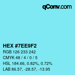 颜色代码: HEX #7EE9F2 | qconv.com