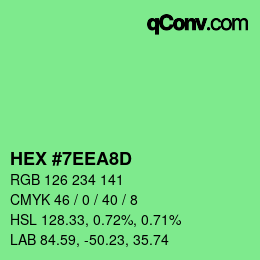 カラーコード: HEX #7EEA8D | qconv.com