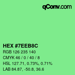 Color code: HEX #7EEB8C | qconv.com