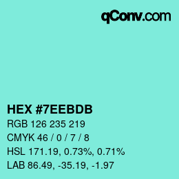 Color code: HEX #7EEBDB | qconv.com