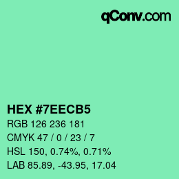 カラーコード: HEX #7EECB5 | qconv.com
