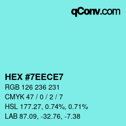 Color code: HEX #7EECE7 | qconv.com