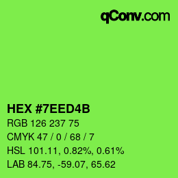 Farbcode: HEX #7EED4B | qconv.com