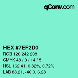 颜色代码: HEX #7EF2D0 | qconv.com