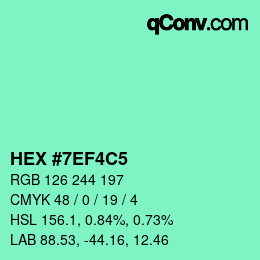 カラーコード: HEX #7EF4C5 | qconv.com