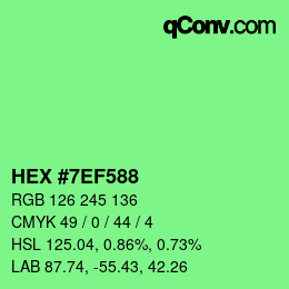 Farbcode: HEX #7EF588 | qconv.com
