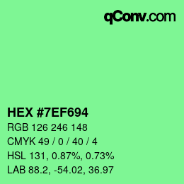 Color code: HEX #7EF694 | qconv.com