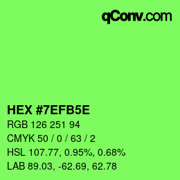 カラーコード: HEX #7EFB5E | qconv.com
